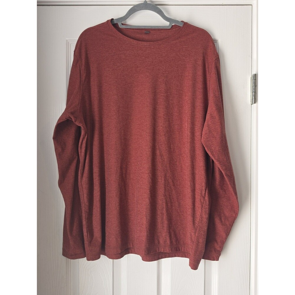 Vuori Shirt Mens Red Strato Tech Tee Long Sleeve Athleisure Stretch